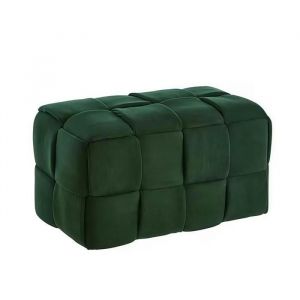 Pouf carr&eacute; en velours c&ocirc;tel&eacute; &ndash; Vert Multifonction (pieds/assise) 70x40 cm Charge 300 kg D&eacute;coration Moderne