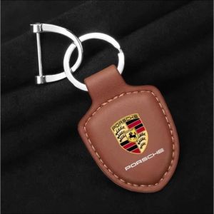 CLE AUTO Porte - cl&eacute;s en cuir pour Porsche (Brun)