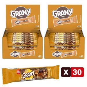 LU - 2 Présentoirs de 15 barres Grany - Barres aux Amandes Cacahuètes et Chocolat - Format Pocket - (2x15x35g)