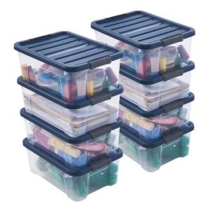 Lot de 8 boites de rangement en plastique avec couvercle Sundis WAVE BOX 10L L.375 x l.265 x h.15 cm Transparent