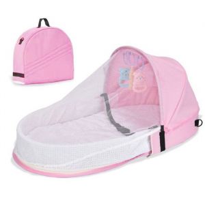 Berceaux pour b&eacute;b&eacute; lit bionique moustiquaire berceau pliable tour de lit nid de voyage ext&eacute;rieur panier de couchage - Rose -