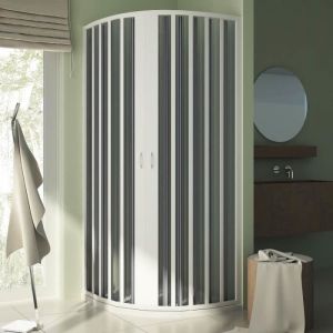 Cabine douche demi-circulaire 90x90 CM Rayons 55 H185 en Plastique pvc modèle Sharp ouverture centrale