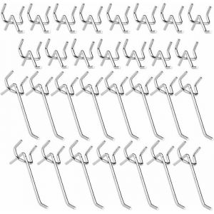 M&eacute;tal Crochets Panneaux Perfor&eacute;s Crochets pour Panneau Perfor&eacute; Porte Panneau Mural 10 cm et 5 cm Crochet Simple Ensemble 30PCS