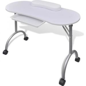 Table de manucure cosm&eacute;tiques pliante 90 x 37 x 68 cm beaut&eacute; table de travail informnatique avec roulettes pour ongles-noire