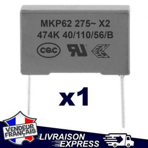 1 x CONDENSATEUR MKP X2 047µF 0.47µF 470nF 474K 474 K 275V 250V uF