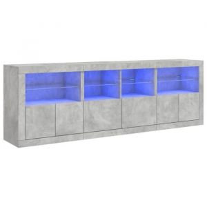 Automne/hiver 2025 Buffet/Commode/Sidebord - CLOUD - avec lumi&egrave;res LED - gris b&eacute;ton 202x37x67 cm FR105