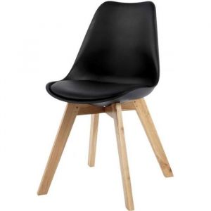 Lot de 6 Chaises - HOME DESIGN INTERNATIONAL - Design Scandinave - Noir Mat - Simili Cuir - Bois de H&ecirc;tre