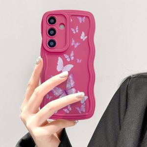 Coque Pour Samsung Galaxy A55 5G Curly Wave Frame Étui En Silicone Liquide Housse De Téléphone En Motif De Papillon Antic[COQ311]