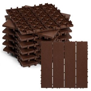 Daromigo 33x Dalles en plastique Dalles clipsables Dalles de terrasse 3 m&sup2; 30 x 30 cm marron DALLAGE