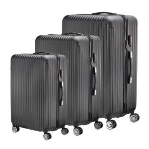LEWW Ensembles de valises (Ensemble de 3 pièces (20/ 24/28) Sac en Valise Trolley Business Trip en ABS léger 4 Roues Noir