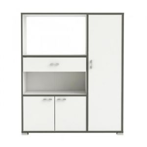 Desserte Micro ondes coloris Blanc mat - 90 x 1118 x 40 cm