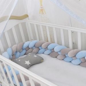 Tresse de Lit Bebe 4 Brins Tour de Lit Tresse Tour de Lit Bébé Garçon Tresse Anti Collision Lit Pare- Chocs(2 mètres)