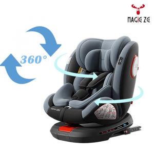 siege auto enfant - Magic ZC - siege auto pivotant isofix - 0-12 ans 36kg - Support Lombaire Inclus- ECE R129-C007 Gris