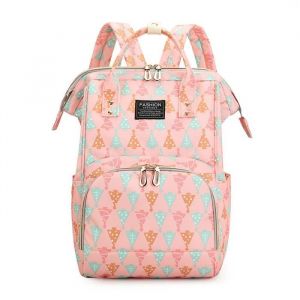 Sac À Dos À Langer Grande Capacité À Couches Multifonction Imperméable Imprimé-Rose Clair