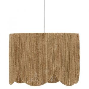 Lampe suspendue Suspension luminaire en fer blanc et bois de jute coloris naturel - diam&egrave;tre 38 x Hauteur 28 cm