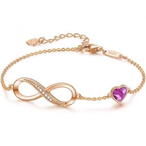 Bracelet Gourmette Femme Cadeau Anniversaire No&euml;l Saint Valentin - Coffret &agrave; bijoux Femme - 18+5cm R&eacute;glable - Violet