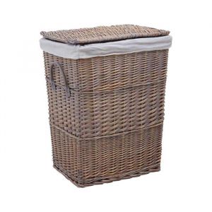 Panier &agrave; linge en osier gris