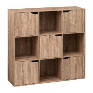 Biblioth&egrave;que - Eazy Living - Aris - Blanc - 9 compartiments - Design chic en bois agglom&eacute;r&eacute;