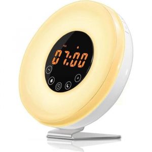 R&eacute;veil Lumi&egrave;re GLIME Lampe R&eacute;veil Veilleuse Lumi&egrave;re RGB LED C&acirc;ble USB Tactile Contr&ocirc;le Multi-Mode Sunrise/Sunset/Snooze/Radio FM