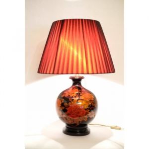 Lampe de table - Fine Asianliving - Oriental Chinois - Porcelaine Noir Blanc - Abat-jour en Lin - 40W