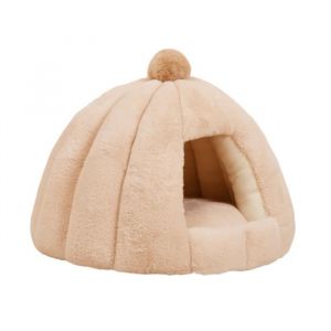 D&ocirc;me Top Chien Chat Maison Chenil C&acirc;lin Grotte de Couchage Lit Doux Tapis Pad Nid Chaud Dhiver Coussin Bkanket pour Kaki 48x40cm