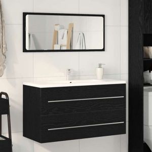 Autumn saleMeuble pour Vasque &agrave; Poser/Meuble WC - Cabinet de Lavabo Ch&ecirc;ne noir 90 x 45 x 1.5 cm Bois ding&eacute;nierie 202556