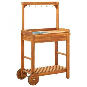 SALE 2025Desserte de cuisine &agrave; roulettes - Chariot de cuisine de jardin Bois dacacia 92x435x1415 cm155 Kg 9496
