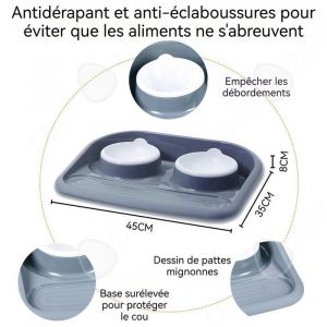 Bol pour chat 45x35x8cm  Distributeur nourriture croquette chat Gamelle double pour chien-Chat Distributeur eau et croquette chat