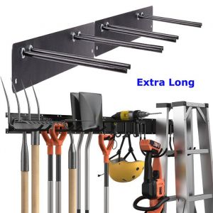 Range-outils de jardin mural UNHO - 86 x 7cm - Acier Solide - 8 crochets - Capacit&eacute; de charge 80kg
