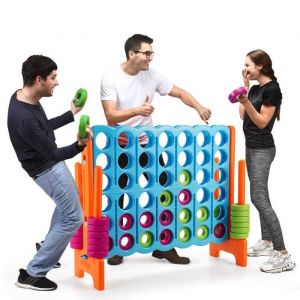 Jeu de Puissance 4 Géant Enfants - DREAMADE - 42 Anneaux - Levier de Réinitialisation - Redémarrage Rapide - Bleu Orange