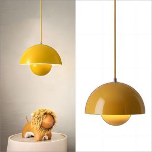 WOTTES Lustre Suspension Luminaire Moderne Style Scandinave 23*16CM Conception Lustre Pod E27 M&eacute;tal Jaune 1pcs pour Cuisine