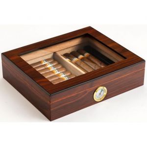 Cave à cigares Humidor Humidificateur avec hygromètre - 35 cigares (Marron)