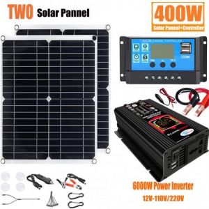 Kit solaire - ALLONSCD - 6000W 12V-220V - 2 panneaux solaires - Chargeur 100A - Affichage intelligent