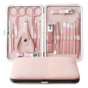 set manucure-pedicure Ensemble de coupe-ongles 18pcs Coupe Ongle Set Professionnel  ciseaux &agrave; ongles obliques ciseaux &agrave; cuticules