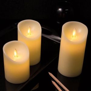 Bougie Led Vacillante - Pack de 3 - Effet flamme vacillante - Cire de parafine v&eacute;ritable