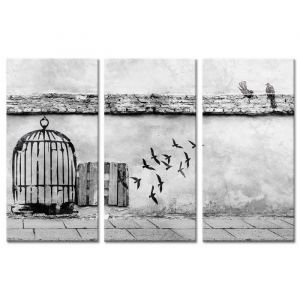 Tableau triptyque - Declina - Design contemporain - Couleur blanche - D&eacute;coration murale - Mixte