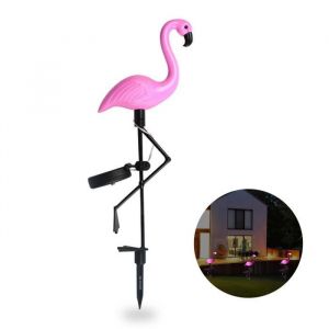 TD® 1 x Lampe solaire jardin allée extérieur 1,2 V 300 mAh AA flamant rose décoration lanterne pelouse LED bonne économie d'énergie