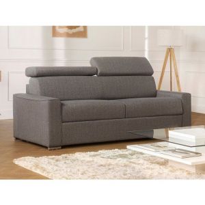 Canap&eacute; 4 places convertible express en tissu VIZIR - Gris - Couchage 160 cm
