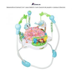 Balancelle et transat 2 en 1 pour bébé 0-3 ans - QUIIENCLEE - Coussin de poudre - Rose - Lumineux - Musical