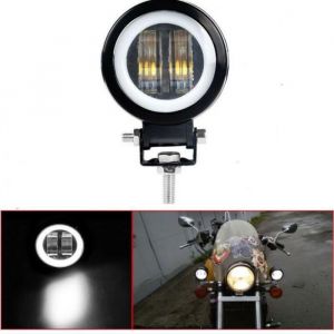 Phare de Travail Rond 3pouces LED 12V-24V 20W + Feu DRL Yeux dAnge Faisceau Spot Optique 7D pour Moto VTT 4x4 Camion