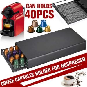 Nespresso Porte Capsule de Café Pod Support de Tiroir de Rangement en Métal pour 40 Pcs