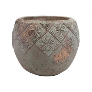 Cache-pot en béton vert de gris - CHEMIN DE CAMPAGNE - Collerette - Rond - Fibre de ciment