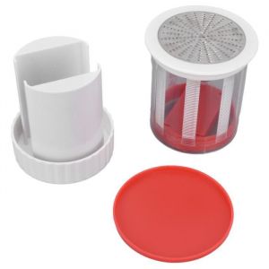 Râpe à fromage - OMABETA - Râpe à beurre - Plastique - Acier inoxydable - Rouge et blanc