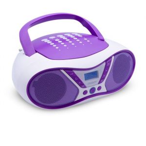 Lecteur CD Portable Pop Purple Lecture CD-R/CD-RW/CD-MP3 Radio FM Port USB Son Stéréo 6W Poignée - Secteur ou Piles