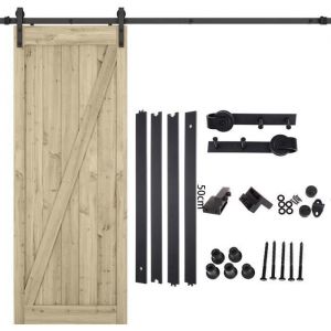 iDEGU Rail Porte Coulissante 2m/6.6ft Noir  Kit Rail Coulissant Armoire Placard Convient à 1 Porte Large de 100 cm
