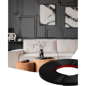 Moulure Adh&eacute;sive Flexible 8M Bande D&eacute;corative &Eacute;tanche en PVC pour Mur Carrelage Plinthe Fen&ecirc;tre Noir Mat8M 8M PLINTHE PVC