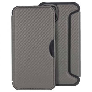 Étui Folio - Smart Carbon - Compatible iPhone 7/8/SE 2020/2022 - TPU - Finition carbone - Argent