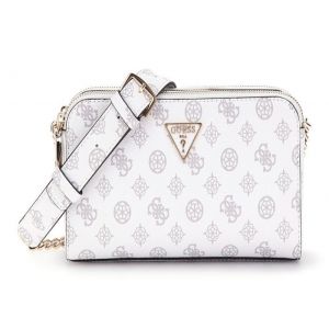 GUESS Sac à épaule bandoulière blanc gris pour femme - Eco Erica Status Crossbody White Logo 296919