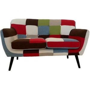 Canap&eacute; 2 places en tissu Patchwork - Marron - 2 places - Tissu