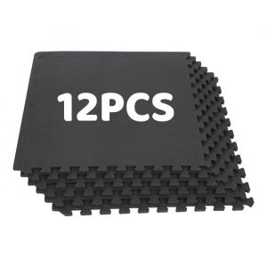 BELFOYER 12PCS Tapis de Sol de gym - Dalles en Mousse+Bordures - Matelas Puzzle Tatami EVA - Tapis yoga pour Salle de Fitness -